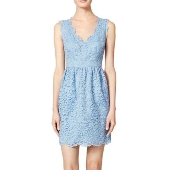๐ Shoshanna Sky Blue Lace Sleeveless Dress โ Size 8 - Picture 2 of 7